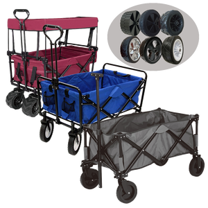 GT2140 Chariot de camping pliable à plate-forme à quatre roues avec auvent pour jardin extérieur et plage - Product Image 5