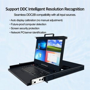 LCD 18.5 inch <span class=keywords><strong>KVM</strong></span> ngăn kéo OSD kiểm soát 4k FHD chia màn hình Sync <span class=keywords><strong>KVM</strong></span> chuyển đổi 1U 4-Port <span class=keywords><strong>Rackmount</strong></span> <span class=keywords><strong>KVM</strong></span> giao diện điều khiển - Product Image 5