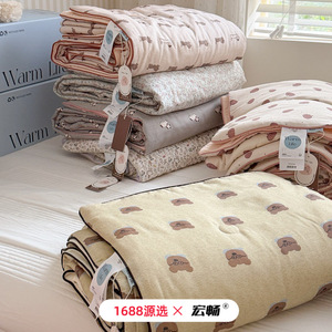 Warm Life Reversible Cotton <b>Quilt</b> Double Layer Gauze Summer Air Conditioning Blanket For Children Printed Cartoon Design - Product Image 1