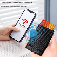 Dompet Pop Up Minimalis Logo Custom Pria, Anti RFID, Penahan Kartu Kredit Aluminium dengan Penjepit Uang, Grosir, Kantong Depan