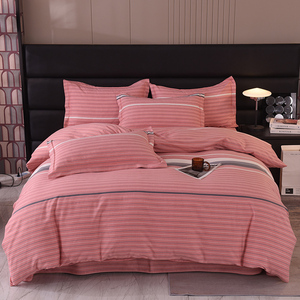 Ensemble de quatre pièces brossé en coton épaissi 100% coton drap de lit housse de couette literie Simple ensemble de housse de couette en microfibre - Product Image 4
