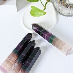 Cristaux de fluorite arc-en-ciel naturels de haute qualité, pointe de tour, baguette, artisanat en cristal pour la méditation, la guérison, cristal de haute qualité - Product Image 2