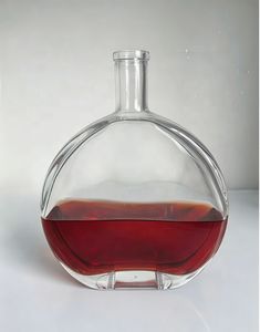 Botella de Vidrio Transparente Redonda de 700 ml para Licor, Botella Vacía de Vidrio Flint para Brandy, Whisky, <span class=keywords><strong>Vodka</strong></span>, con Logotipo y Tapa Personalizables - Product Image 1