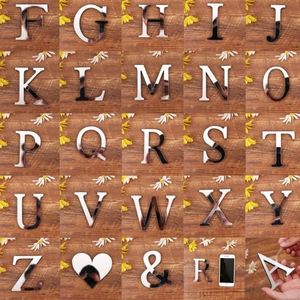 Autocollants muraux en miroir avec 26 lettres anglaises, effet 3D, lettres en acrylique, miroirs muraux, autocollants décoratifs pour la maison, décorations artistiques DIY - Product Image 2