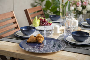 Ensembles de vaisselle en porcelaine, plateau rond en mélamine, ensembles d'assiettes à dîner classiques - Product Image 4