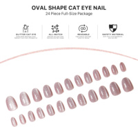 AIERFEI Faux Ongles Souples en Gel de Haute Qualité Effet Œil de Chat Ovale Taupe Fumé 24 Pièces Vente Directe Usine