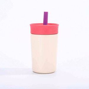 Green <b>Plastic</b> Tumbler With Blue Lid And Straw For Children Spill Proof Modern Design - Product Image 3