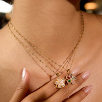 2025 18K plaqué or acier inoxydable Anti Stress collier classique Zircon Fidget Spinner fleur rotatif pendentif collier cadeau