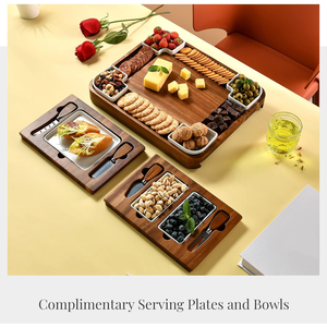 Plateau de service carré extensible en bambou, durable et amusant, pour fromage, viande, sandwichs, charcuterie, facile à saisir - Product Image 2