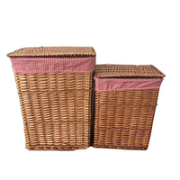 Lot de 5 nouveaux paniers de rangement en osier écologiques, style artisanal, avec couvercles et doublures pour vêtements