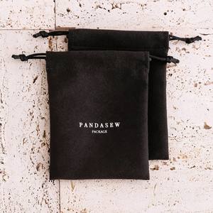 Pochette à bijoux de luxe PandaSew personnalisée 2026 avec logo personnalisé, en velours suédé, petit sac à cordon - Product Image 4