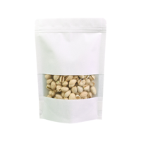 Sac en Papier Kraft Blanc Personnalisé de Qualité Alimentaire avec Fenêtre, Pochette Doypack Dépolie Refermable avec Fermeture Éclair