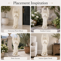 Statue d'ange priant en résine faite à la main, motif pierre, grande taille, ornement de jardin, décoration de cour
