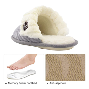 Zapatillas de casa con cordones de espuma de memoria tejidas al aire libre, suaves, cálidas, suaves y cálidas para mujer - Product Image 5