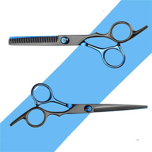 กรรไกรตัดผม Hj สีดำและสีน้ำเงิน ขนาด 6 นิ้ว กรรไกรซอยผม สำหรับคนถนัดขวา ใช้สำหรับงานเสริมสวย ใบมีดมาตรฐาน คุณภาพพรีเมียม - Product Image 3