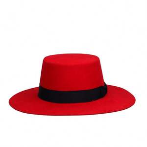 Chapeau haut de forme unisexe en laine australienne ND122 CD pour adulte, avec large bande, casquette en laine à dessus plat, quatre saisons, fleur et nœud papillon - Product Image 1