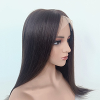 Cokelat Alami Kelas 12A Terbaik # Wig Rambut Asli Cina 2 Warna Natural Lurus Panjang Double Drawn Silk Top Lace Front Tanpa Lem Mix
