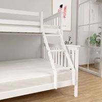 Lit superposé double moderne et simple Lepinkids, support en bois massif, écologique, durable, couleur blanc/naturel/caramel, pour chambre à coucher