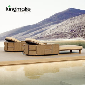 आउटडोर अवकाश लाउंज चेयर पूल एल्यूमीनियम पेटियो फर्नीचर समुद्र तट के लिए कुशन अजस्टबल सूर्य लाउजर - Product Image 5