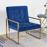 Fauteuil d'appoint confortable en velours capitonné avec structure en acier inoxydable, design contemporain, très vendu, pour la maison et l'hôtellerie