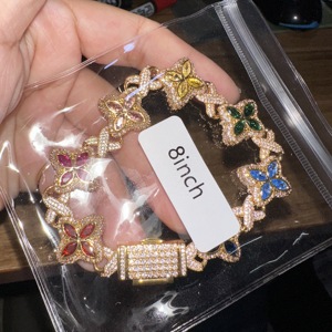 Uwin Kleurrijke 5a Cz Klaver Oneindige Ketting Klavertje Vier Bloem Armband 18K Verguld Infinited Miami Cuban Ketting Armband - Product Image 4