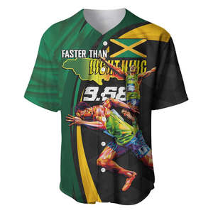 <span class=keywords><strong>Maillot</strong></span> de baseball Jamaican Pride 9.58 Seconds-Faster Than Lightning, impression à la demande, coupe ample et régulière, uniformes de baseball boutonnés - Product Image 2