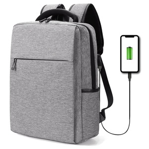 Nueva Mochila para Portátil de Negocios para Hombre, Gris y Negra, con Carga USB, Asa Suave, Color Sólido, Mochila de Viaje con Compartimento para Portátil - Product Image 1