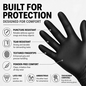 Guantes de Nitrilo Desechables Negros para Trabajo y Examen, Sin Polvo, Precio Más Bajo, Entrega Rápida, Gran Venta - Product Image 2