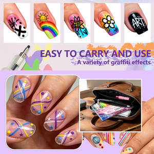 Nuovo Prodotto Set di Penne <span class=keywords><strong>per</strong></span> Decorazione Unghie Temporanea Impermeabile in Acrilico, Kit <span class=keywords><strong>per</strong></span> Nail Art con <span class=keywords><strong>Pennarelli</strong></span> Piatti da 5mm - Product Image 4