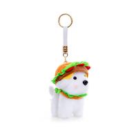Petits animaux en peluche pendentifs (éléphant, cochon, chien, ours) avec chapeau burger, jouets en peluche et porte-clés