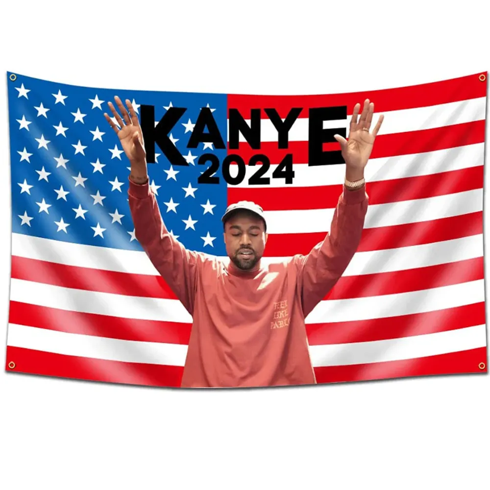 Furlista Kanye 2024 / Kanye Musik Bendera Permadani Barat-3x5ft/Warna Vibrat/Pencetakan HD