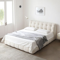Stoffbett Modern Minimalistisch Anpassbare Farbe Echtes Leder Polsterung Kühlfunktion Luxus Schlafzimmermöbel
