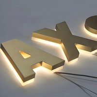 Lettres 3D rétroéclairées LED modernes en or rose, étanches, personnalisées, effet halo doux et chaud pour salons de luxe, bijouteries, publicité et décoration