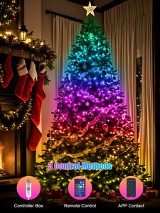 Luces LED de Cadena USB RGBIC para Navidad, Multicolor, Cambio de Color, IP65, Impermeables, Decoración de Pared, Sincronización con Música, Control Remoto IR, Aplicación Inteligente, Alto CRI 95 - Product Image 6