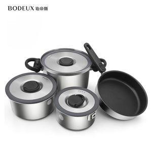 Manufacturer Stainless Pot Portable Outdoor Camping Cookware Set Picnic Folding <strong>Cooking</strong> Pot <strong>Pan</strong> For Hiking And Outdoor - Product Image 1