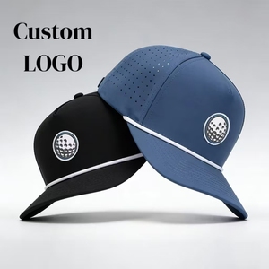 Club Company Customized Sports <b>Waterproof</b> 5 Panel Baseball Cap Hydro Breathable Rope Golf <b>Hats</b> with Rubber/PVC Logo Gorras - Product Image 1