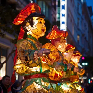 Große Bühnen architektonische Figuren Laterne Laternenfest Außenbeleuchtung Laternenfest Szene 3d farbige Lichter