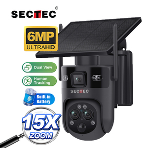 15x Zoom đôi màn hình xem không dây Wifi máy ảnh tiêu thụ điện năng thấp con người phát hiện máy ảnh tự động theo dõi CCTV hệ thống báo động - Product Image 1