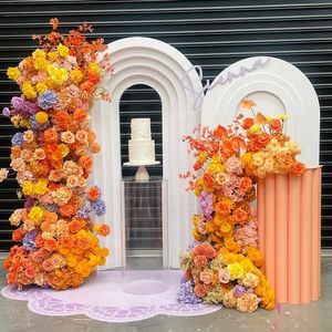 ฉากหลังกิจกรรมแต่งงานซุ้มโค้ง PVC สีขาวฉากหลังของตกแต่งห้องอาบน้ำฝักบัวซุ้ม3D ซุ้มดอกไม้พร้อมไฟ LED