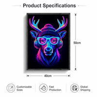 Impression murale lumineuse LED, art néon Cyberpunk Renne, pour un art pop moderne, accessoire mural d'ambiance intérieur