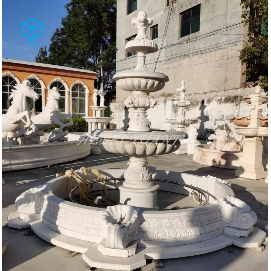 Fontaine d'eau extérieure de piscine de marbre de pierre naturelle de décor de jardin pour la décoration de jardin