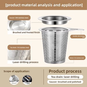 Infuseur à thé en acier inoxydable 316 à mailles extra fines avec poignées et couvercle pour thé en vrac et café – <span class=keywords><strong>Filtre</strong></span> à infuser - Product Image 4