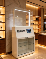 Vitrine LED en métal OEM ODM avec écran tactile, vitrine en verre verrouillable pour la vente au détail de cosmétiques et de produits de nettoyage