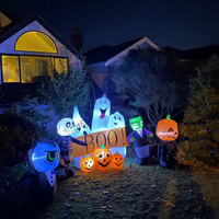 Décorations gonflables d'Halloween multi-personnages avec éclairage LED : Modèles gonflables fantôme, démon, squelette pour la décoration de la maison, du jardin et des fêtes