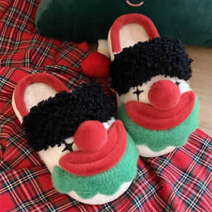 Nouveau Couple d'hiver amusant Clown en peluche pour pantoufles hommes femmes polaire chaud doux plate-forme maison chaussures avec semelle extérieure EVA - Product Image 1