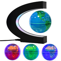 2024 Globe à lévitation magnétique en forme de C ornement rotatif carte de Globe terrestre flottant avec LED lampes colorées décoration de bureau