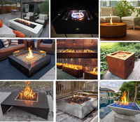 Nouveau design table de foyer au gaz en acier corten barbecue barbecue table de foyer extérieur jardin extérieur
