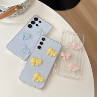 Coque de téléphone transparente style coréen avec nœud pour Samsung S26 S25 Ultra S24 Plus S23 FE S22 – Housse transparente