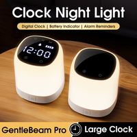 Lampe de chevet créative rechargeable avec horloge et veilleuse, ambiance premium, intensité réglable, pour chambre d'enfant, avec télécommande