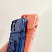 Étui Portefeuille en Silicone avec Anneau Support et Cordon Bandoulière pour iPhone 17 16 15 13 11 12 14 Pro Max XS XR 8 Plus avec Cache Coulissant pour Appareil Photo